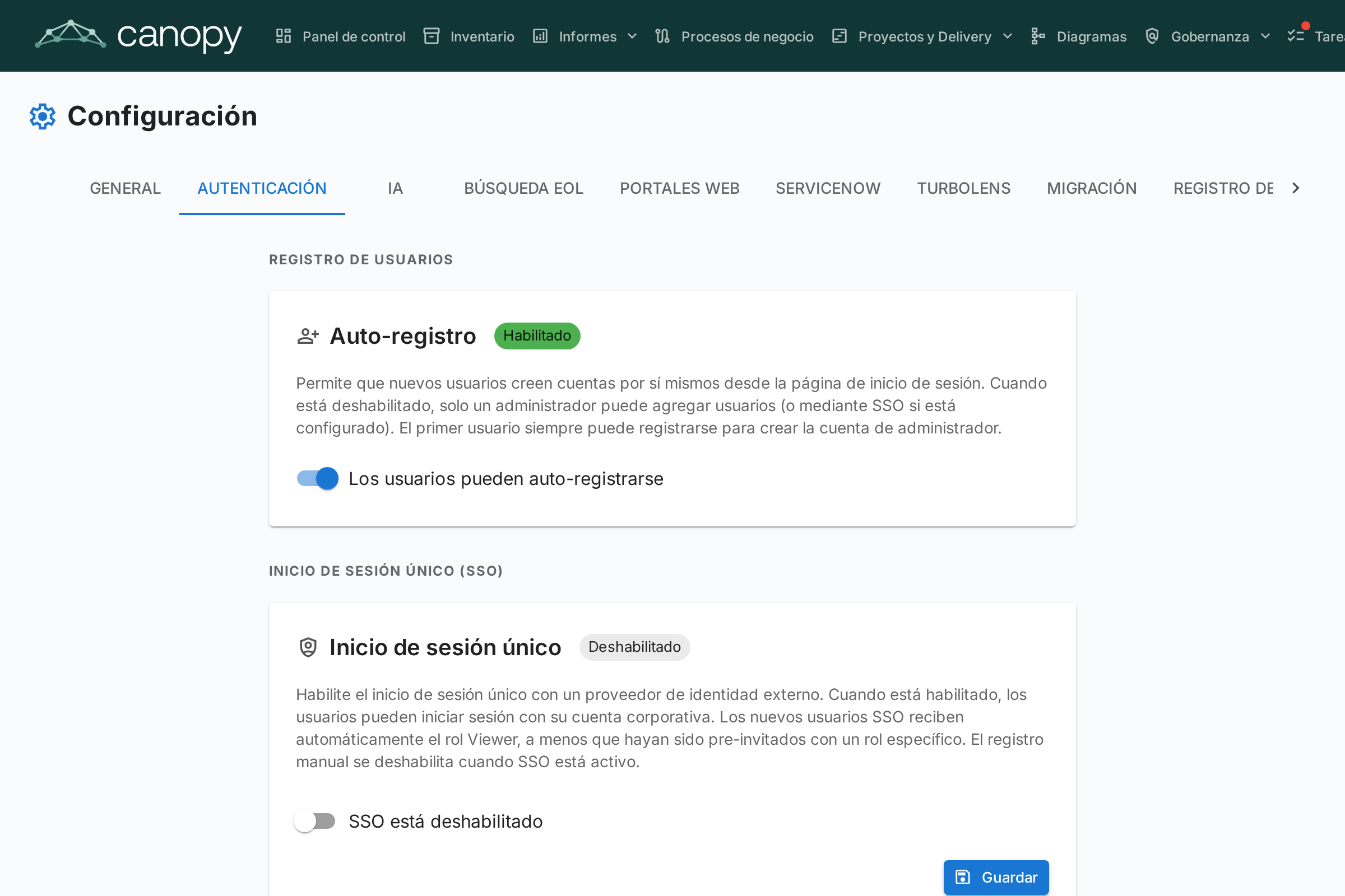 Configuración de Autenticación y SSO
